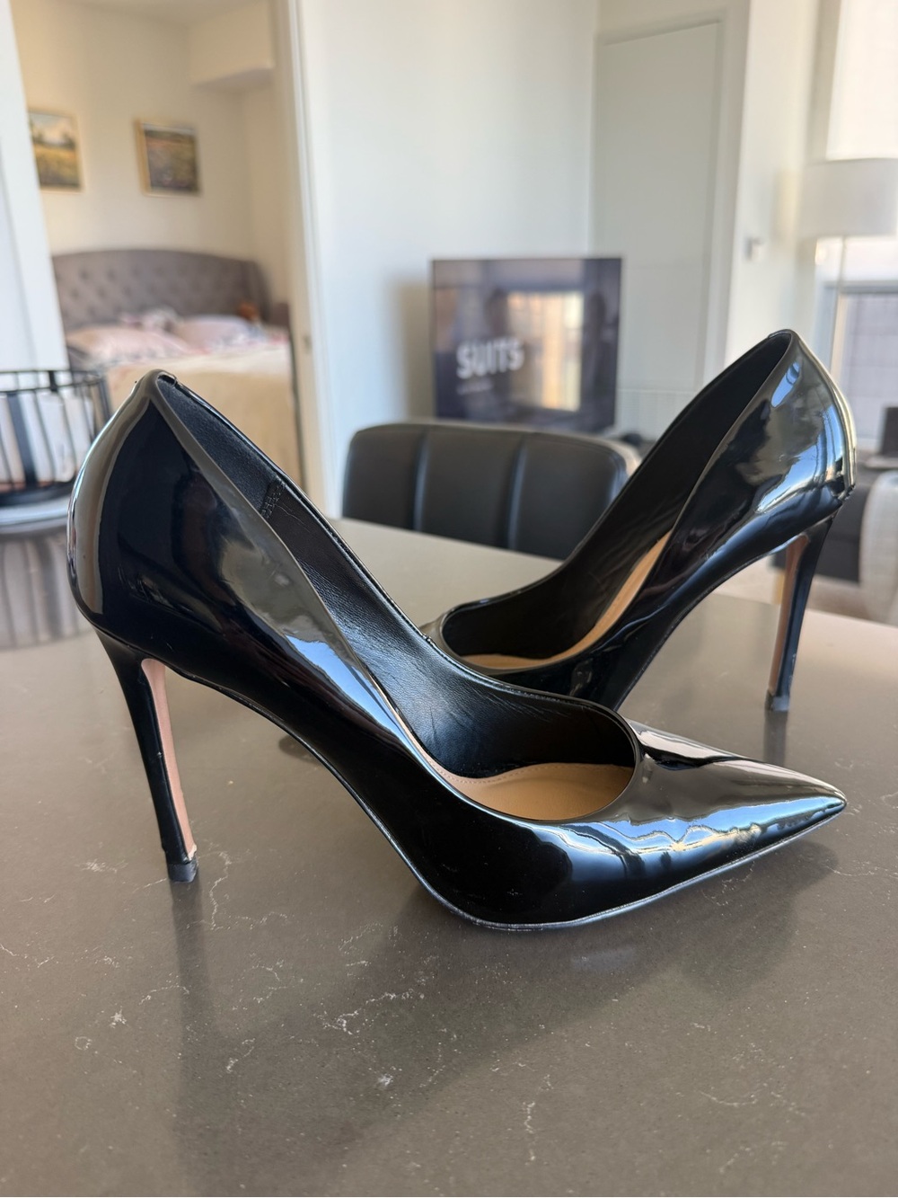 Steve Madden black patent stiletto heel